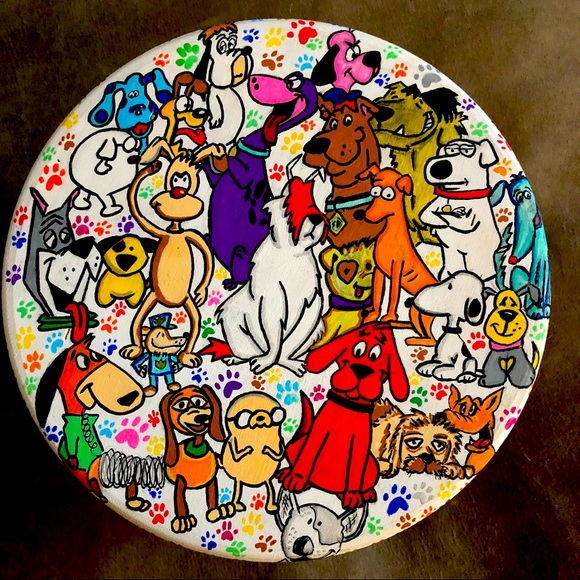 Other - Hand painted dog mini stool.